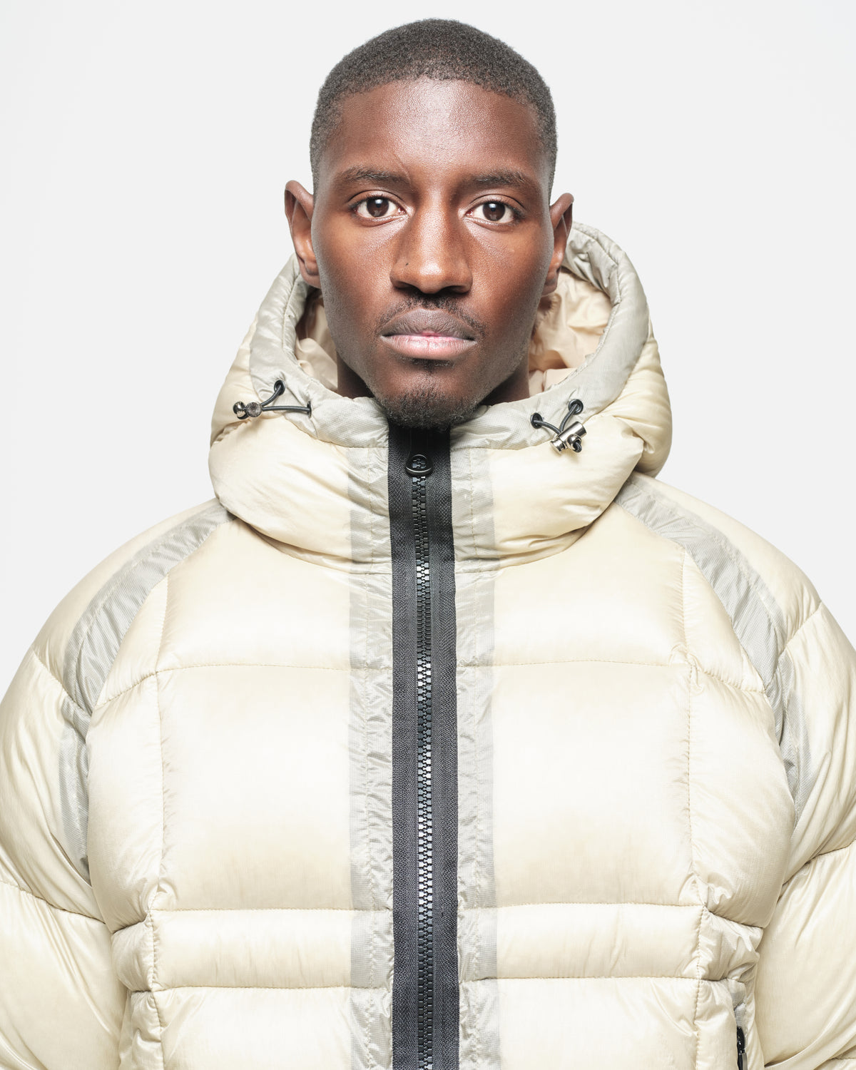Translucent Raglan Puffer in Winter White, view 4