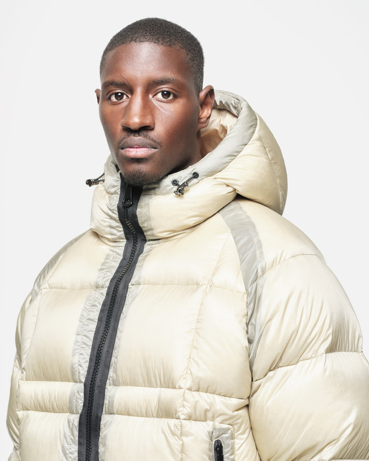 Translucent Raglan Puffer in Winter White, view 5