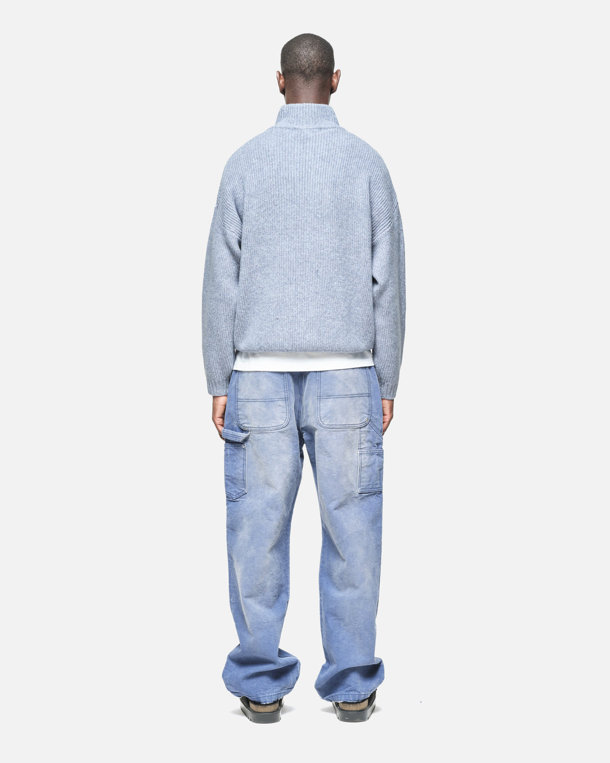CHUNKY KNIT QUARTER ZIP - BLUE