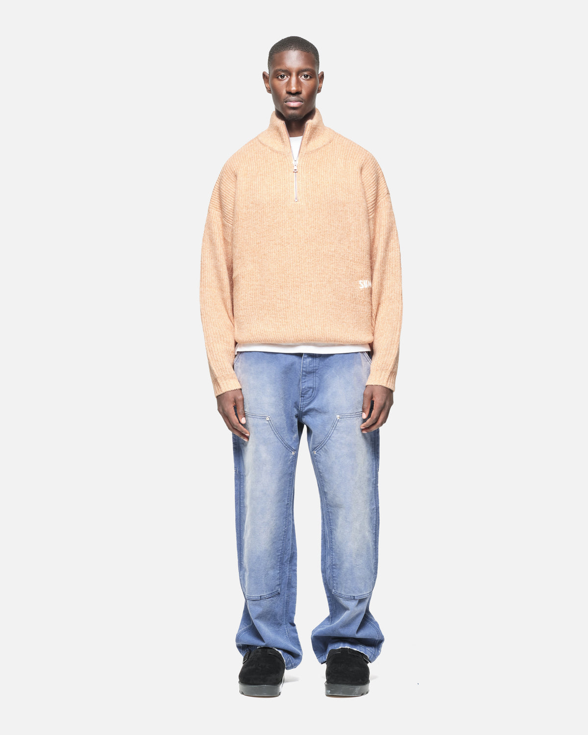 CHUNKY KNIT QUARTER ZIP - ORANGE