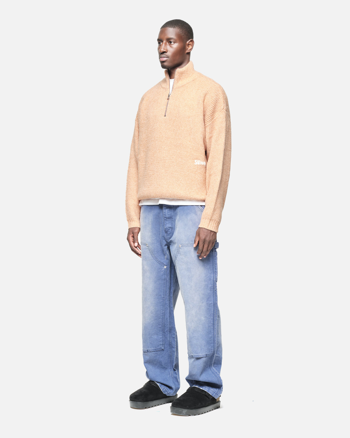 CHUNKY KNIT QUARTER ZIP - ORANGE