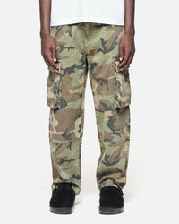 Cargo Trouser in Camo by Summit UK, front view on model showing bellows cargo pockets and knee seams