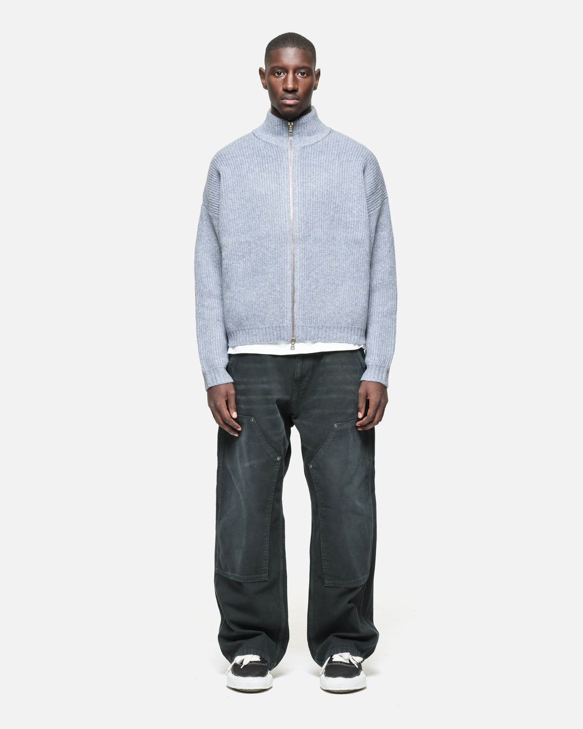 CHUNKY KNIT TRACK TOP - BLUE