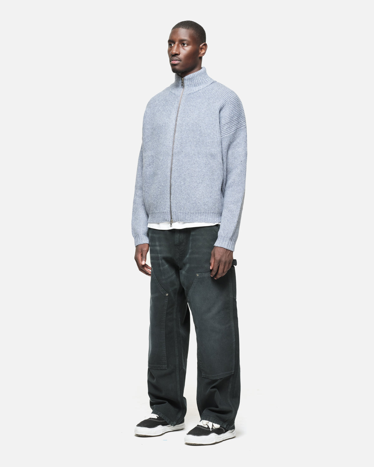 CHUNKY KNIT TRACK TOP - BLUE