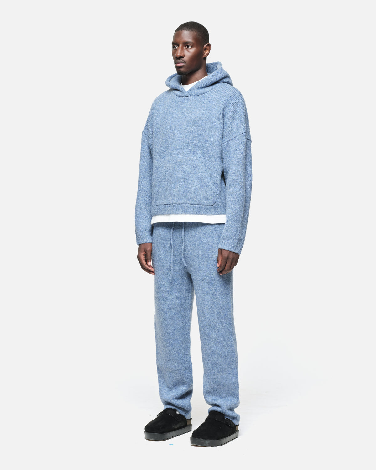 KNIT HOODIE - DUSTED BLUE
