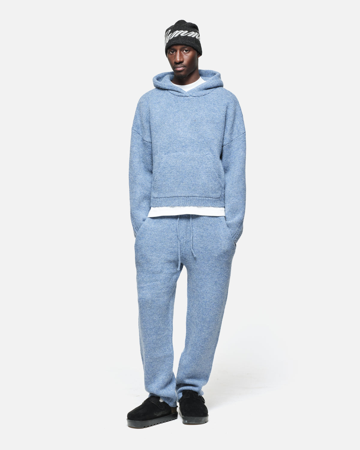 KNIT HOODIE - DUSTED BLUE