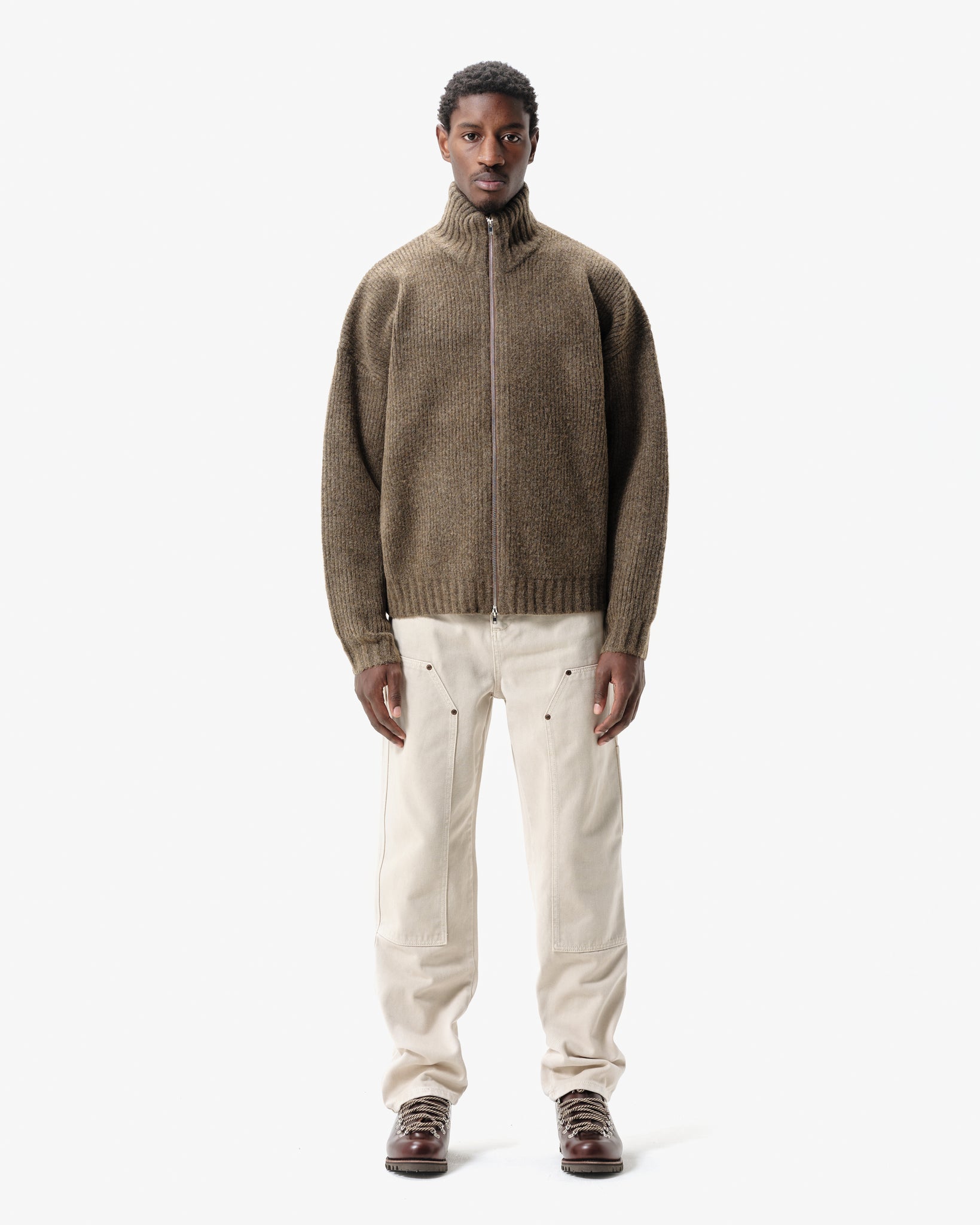 CHUNKY KNIT TRACK TOP - BROWN – Summit