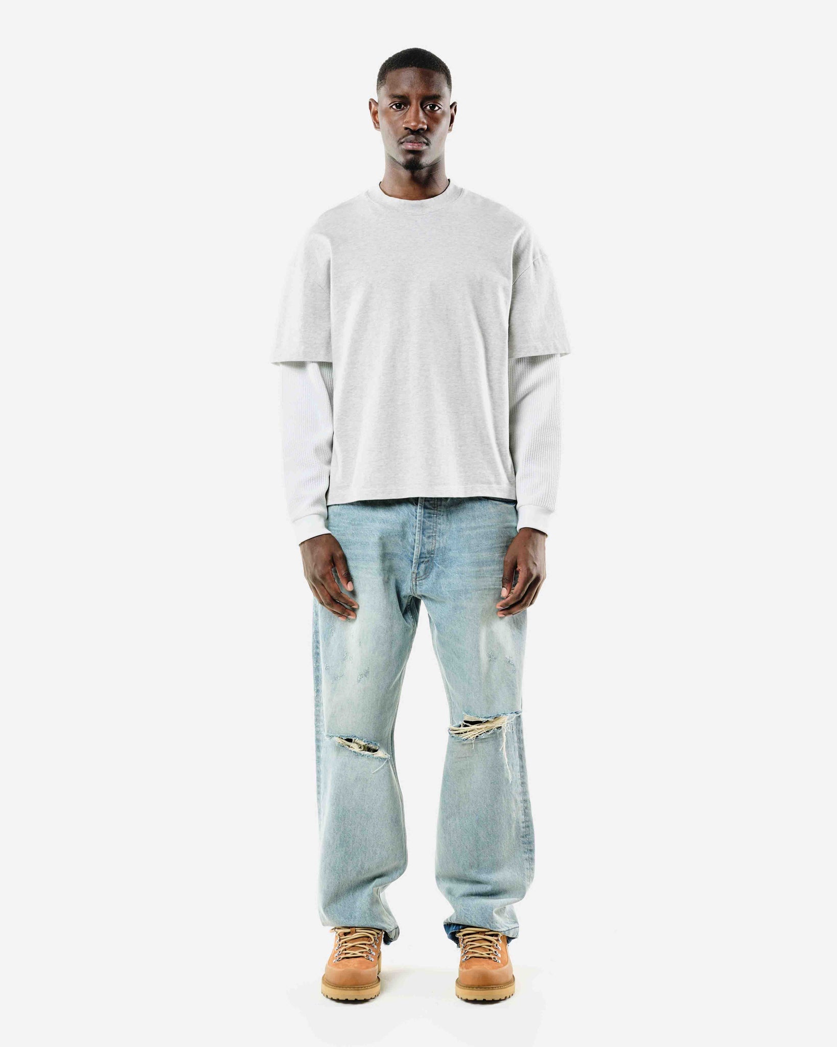 THERMAL LAYERED LONG SLEEVE T-SHIRT - MARL GREY from Summit Clothing UK