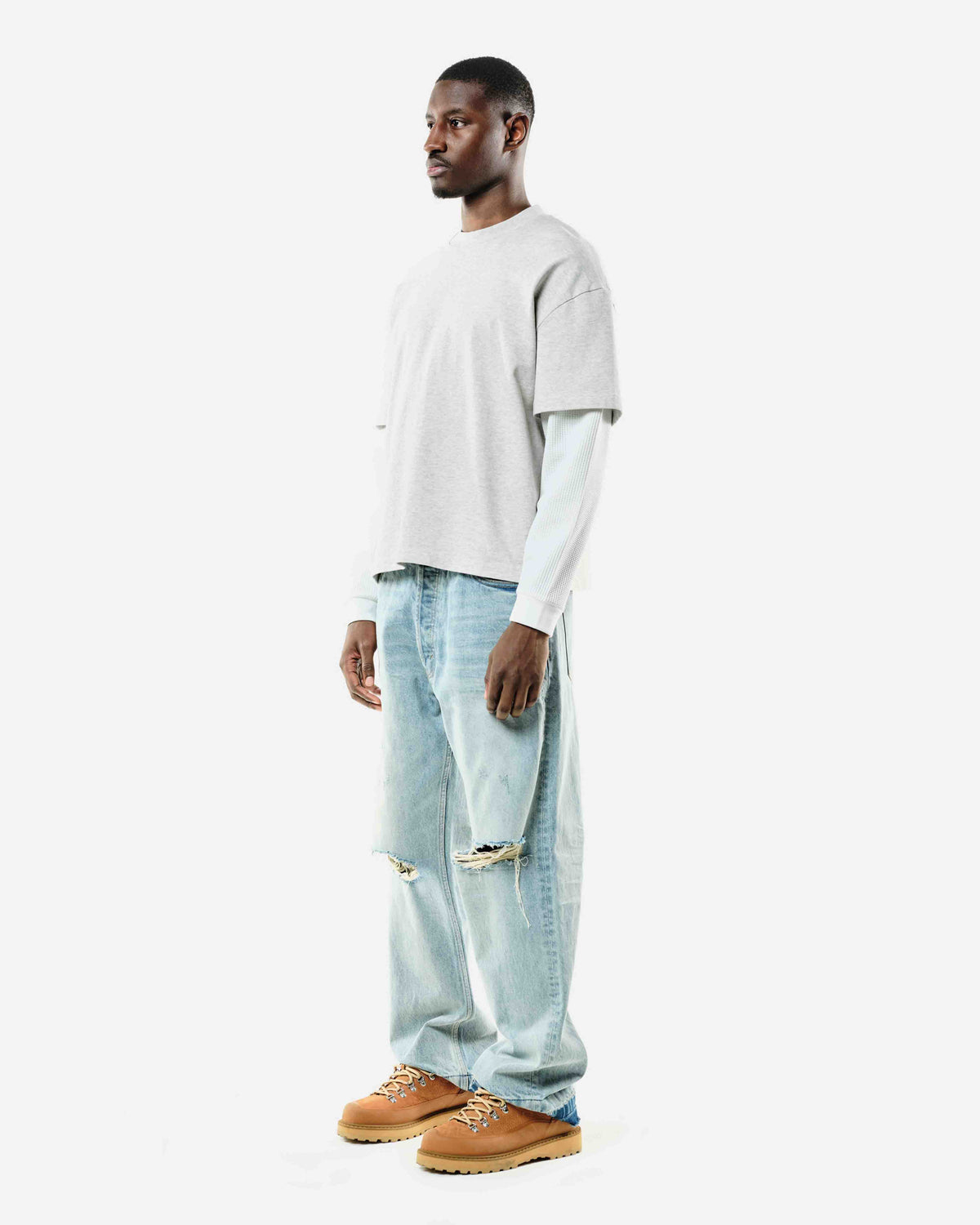 THERMAL LAYERED LONG SLEEVE T-SHIRT - MARL GREY from Summit Clothing UK