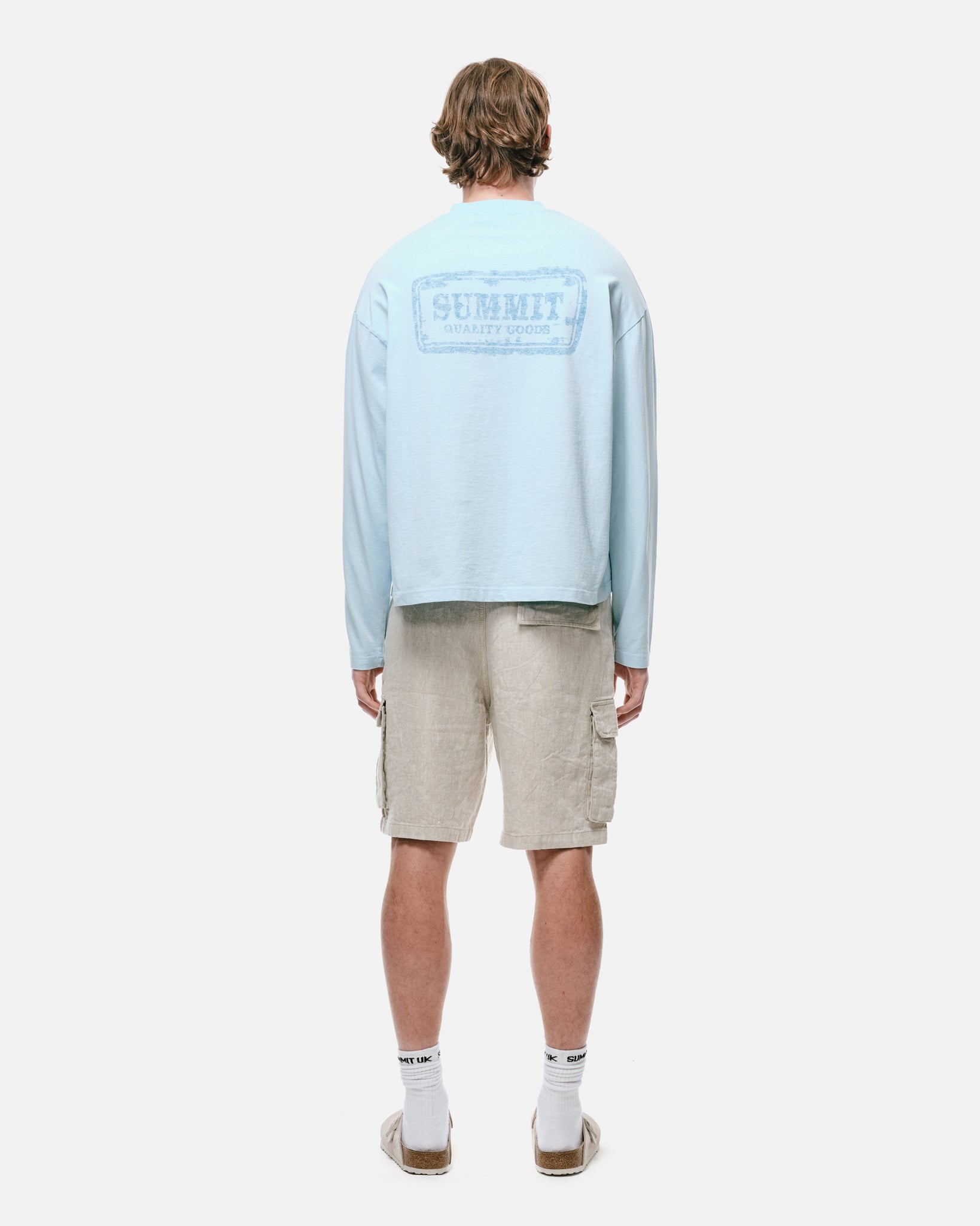 WATERCOLOUR PRINT LONG SLEEVE T-SHIRT - PALE BLUE from Summit Clothing UK