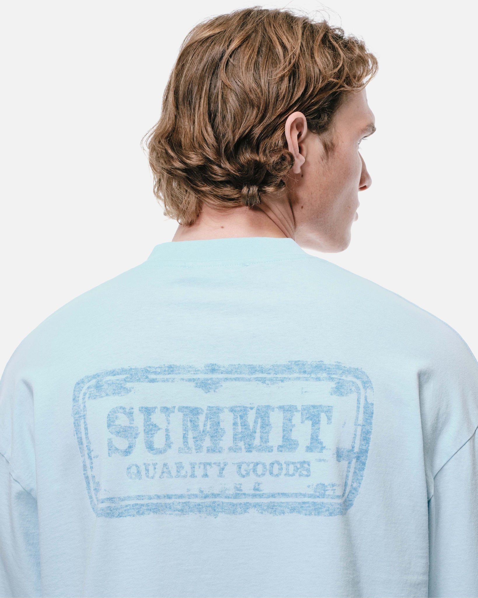 WATERCOLOUR PRINT LONG SLEEVE T-SHIRT - PALE BLUE from Summit Clothing UK