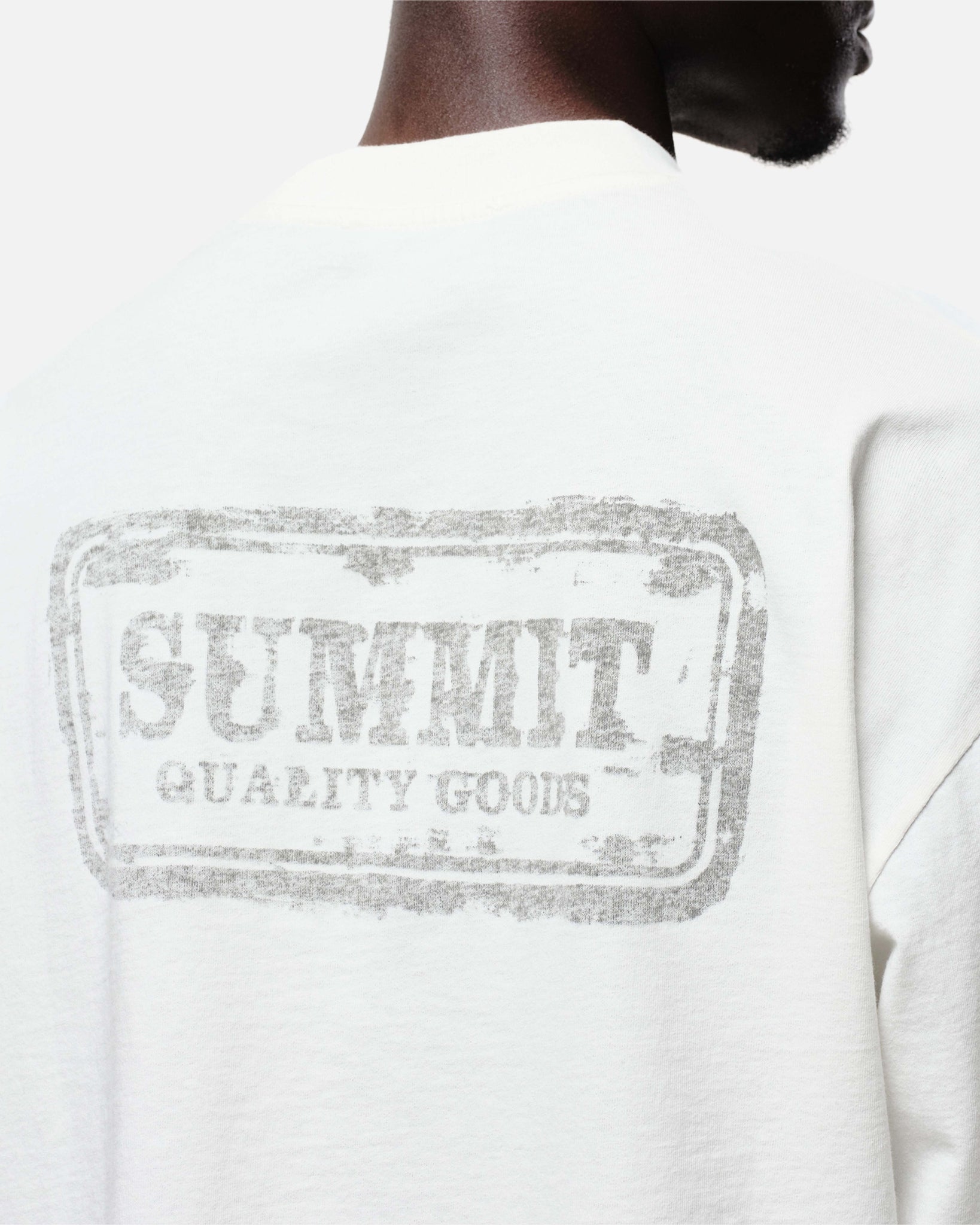 WATERCOLOUR PRINT LONG SLEEVE T-SHIRT - VINTAGE WHITE from Summit Clothing UK