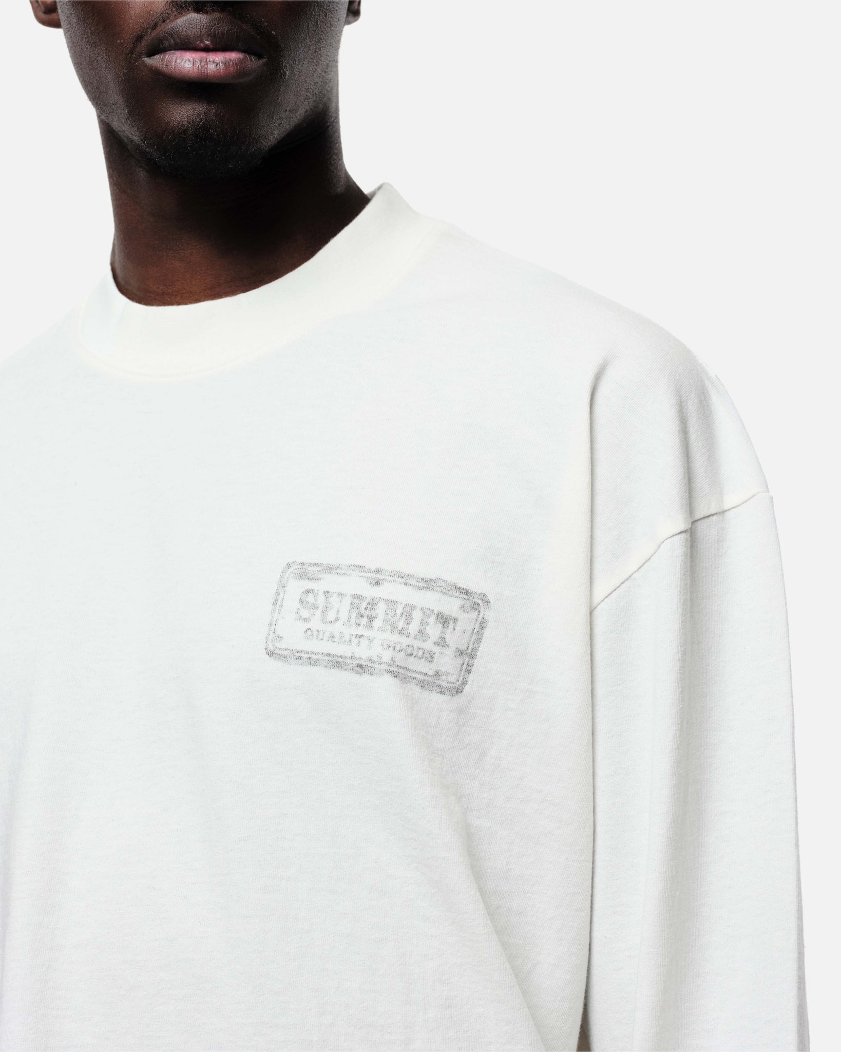 WATERCOLOUR PRINT LONG SLEEVE T-SHIRT - VINTAGE WHITE from Summit Clothing UK